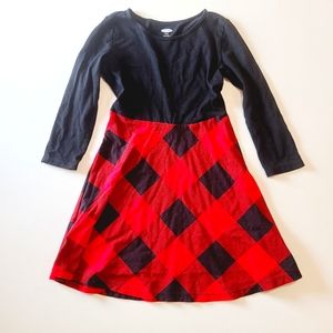 Old Navy Black and Red Long Sleeve Tee Shirt Dress EUC